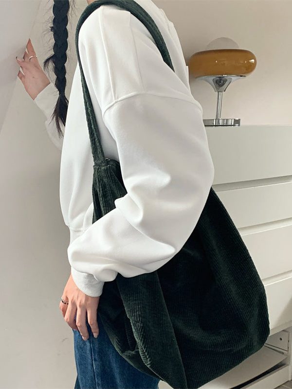 Casual Red Large Capacity Corduroy Satchel Bag Handbag