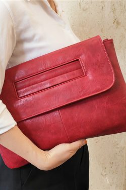 Casual Red Patchwork Faux Leather Wallet Purse