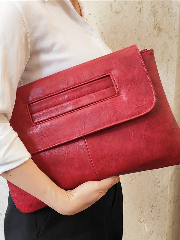 Casual Red Patchwork Faux Leather Wallet Purse