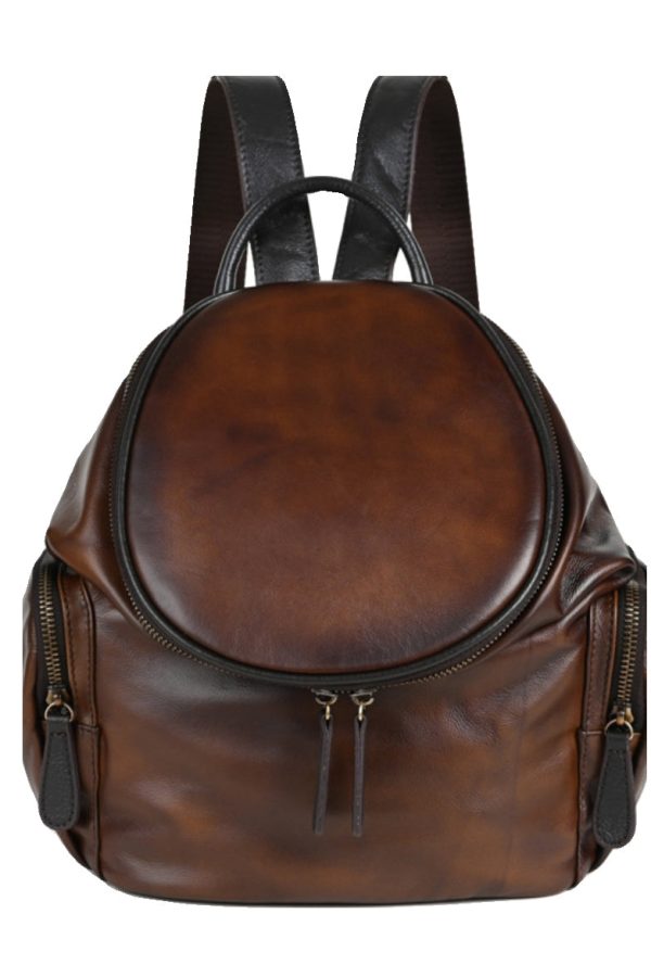 Casual Retro Yellow Large Capacity Calf Leather Backpack Bag