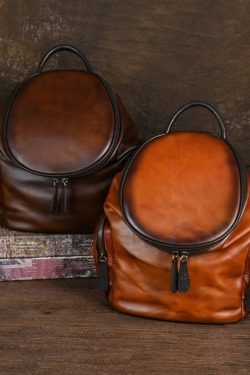 Casual Retro Yellow Large Capacity Calf Leather Backpack Bag