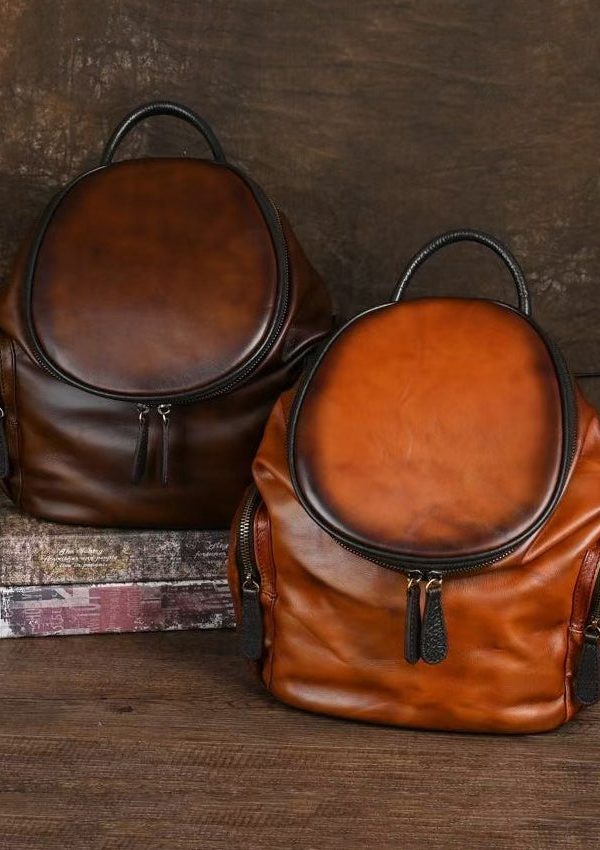 Casual Retro Yellow Large Capacity Calf Leather Backpack Bag