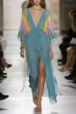 Casual Sea Blue Oversized Print Chiffon Cardigan Summer