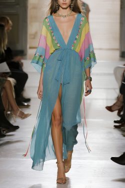 Casual Sea Blue Oversized Print Chiffon Cardigan Summer