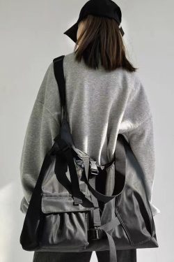 Casual Versatile Black Large Capacity Crossbody Bag