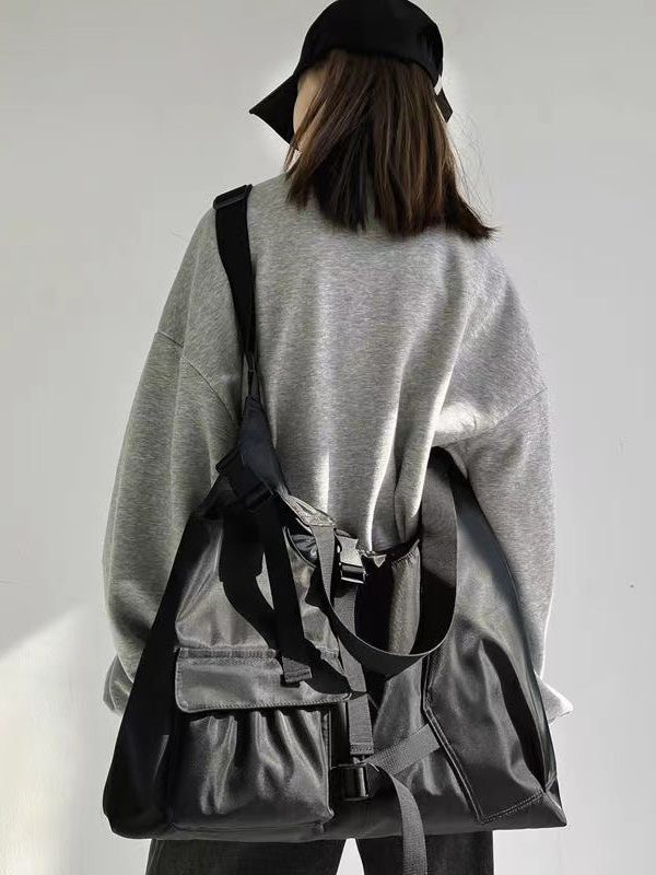 Casual Versatile Black Large Capacity Crossbody Bag