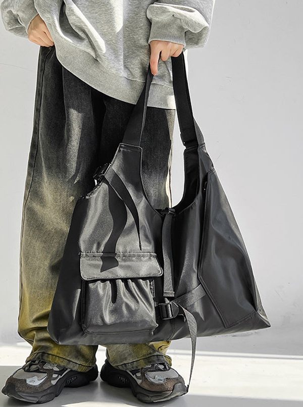 Casual Versatile Black Large Capacity Crossbody Bag