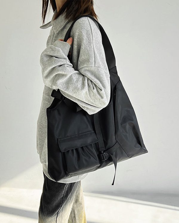 Casual Versatile Black Large Capacity Crossbody Bag