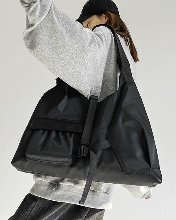 Casual Versatile Black Large Capacity Crossbody Bag