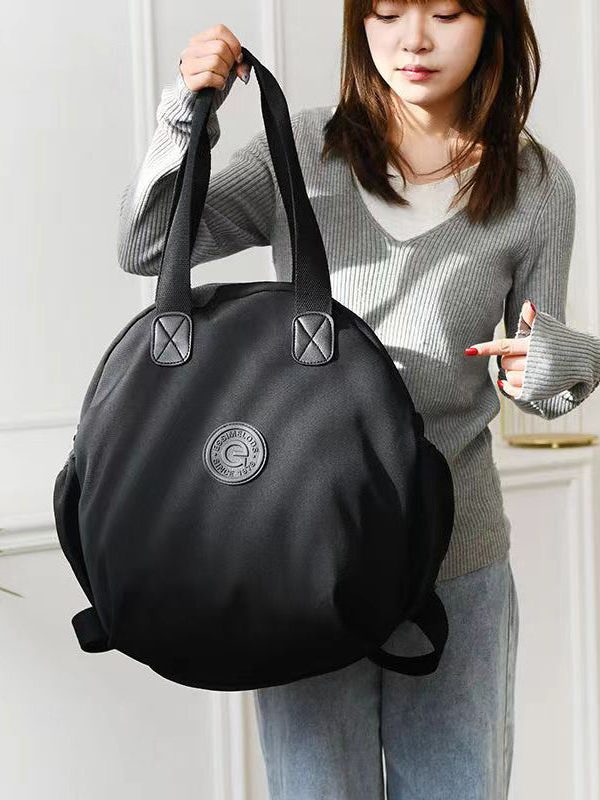 Casual Versatile Black Nylon Durable Tote Handbag