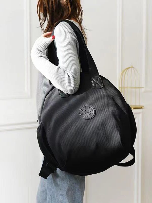Casual Versatile Black Nylon Durable Tote Handbag