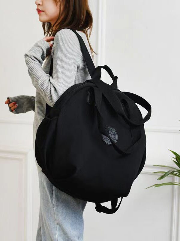 Casual Versatile Black Nylon Durable Tote Handbag