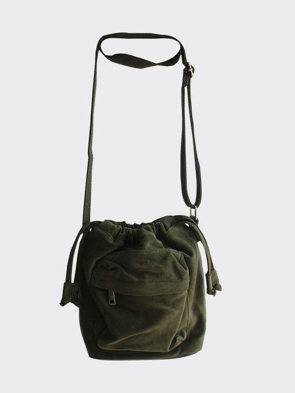 Casual Versatile Yellow Drawstring Canvas Messenger Bag