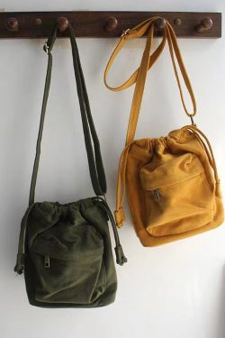 Casual Versatile Yellow Drawstring Canvas Messenger Bag