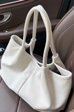 Casual White Large Capacity  Faux Leather Satchel Handbag
