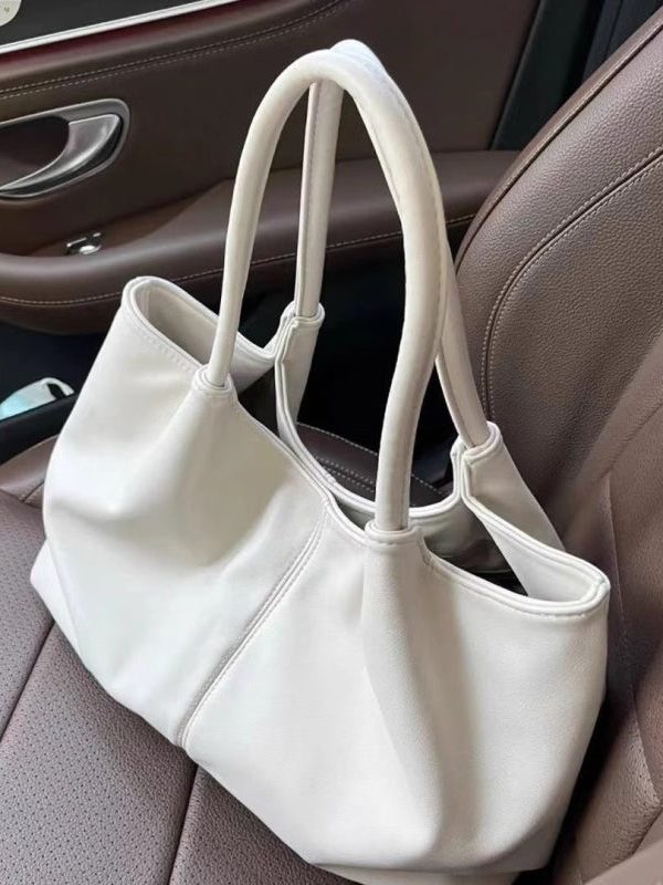 Casual White Large Capacity Faux Leather Satchel Handbag