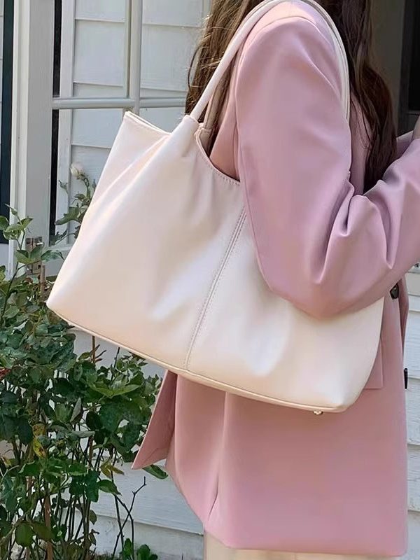 Casual White Large Capacity Faux Leather Satchel Handbag