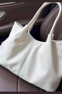 Casual White Large Capacity  Faux Leather Satchel Handbag