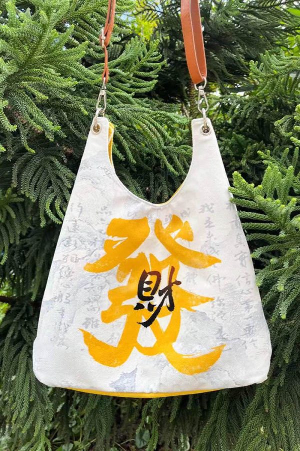 Casual White Print Large Capacity Canvas Satchel Handbag