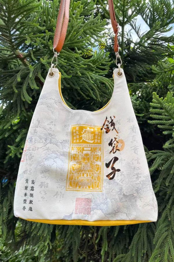 Casual White Print Large Capacity Canvas Satchel Handbag