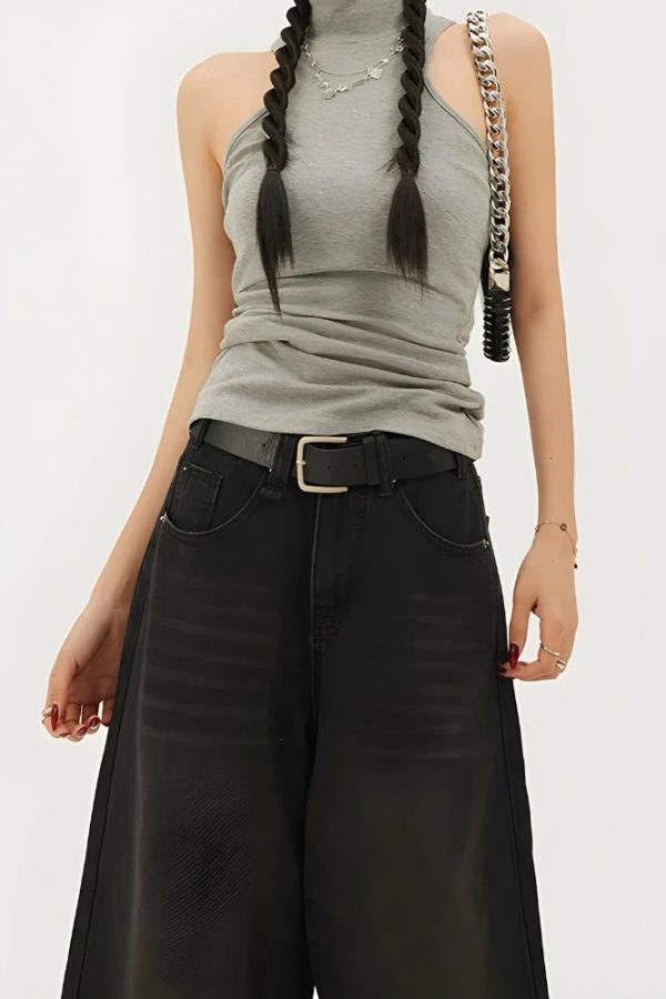 Casual Wide Leg Denim Shorts