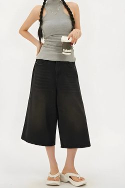 Casual Wide Leg Denim Shorts