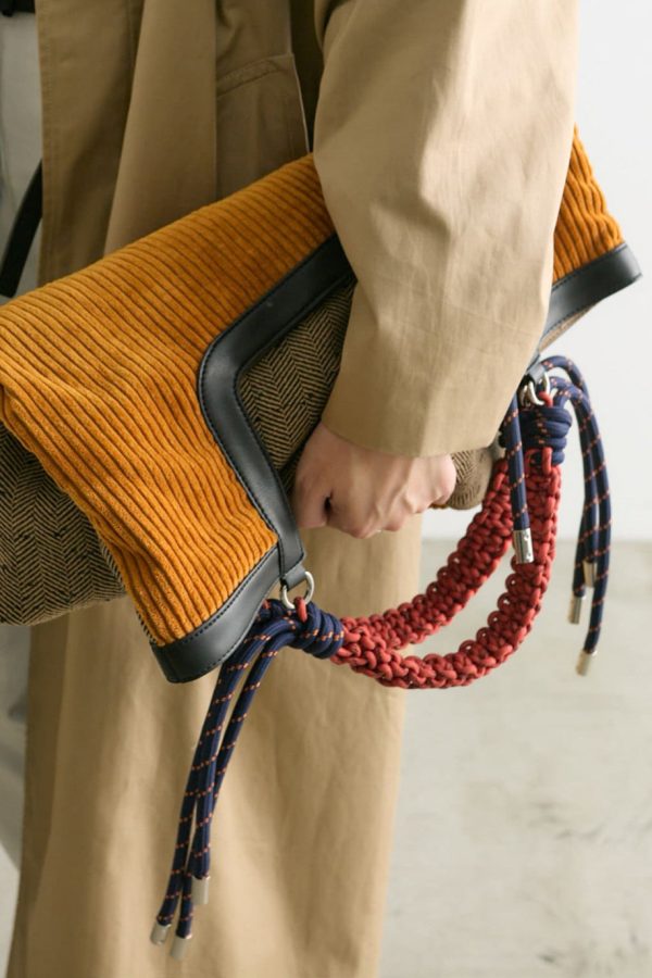 Casual Yellow Large Capacity Corduroy Shoulder Bag