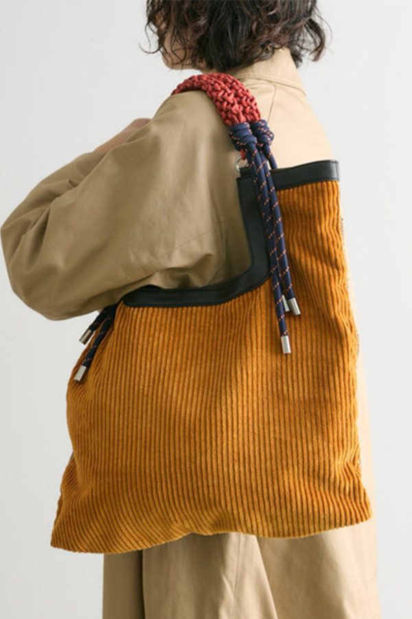 Casual Yellow Large Capacity Corduroy Shoulder Bag