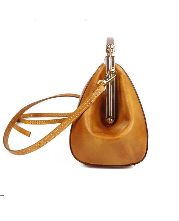 Casual Yellow Print Paitings Calf Leather Tote Handbag