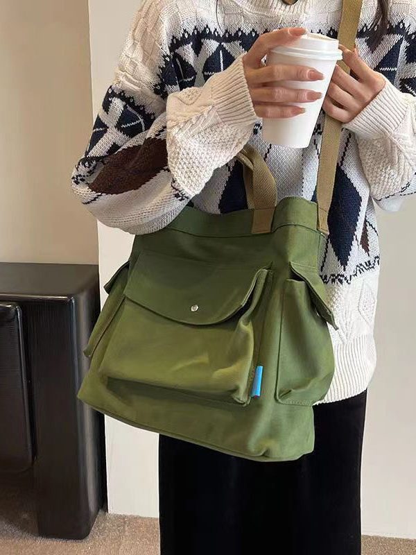 Casual Yellow Solid Durable Large Capacity Canvas Messenger Bag