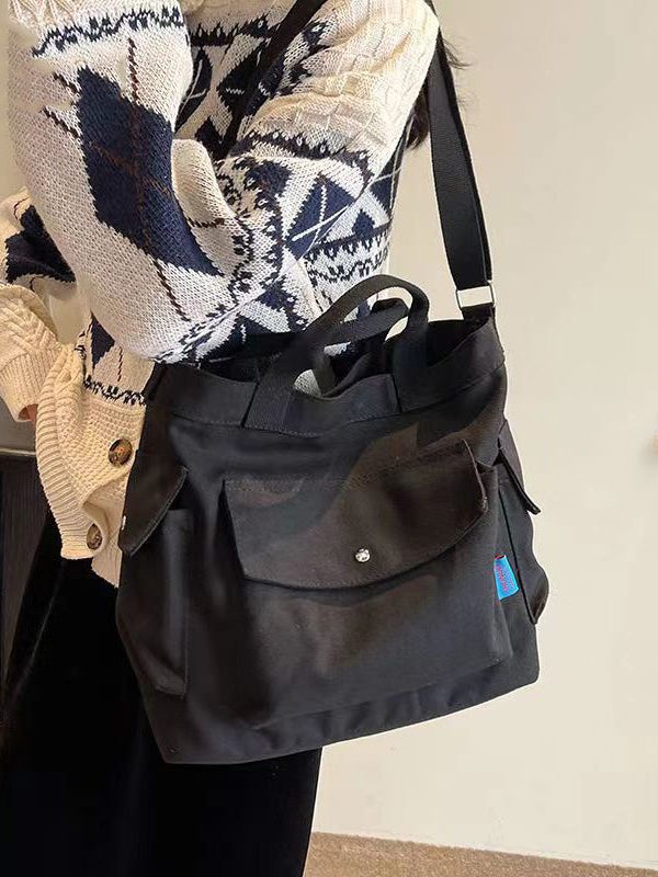 Casual Yellow Solid Durable Large Capacity Canvas Messenger Bag