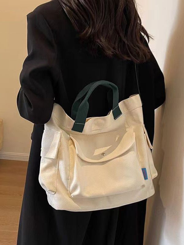 Casual Yellow Solid Durable Large Capacity Canvas Messenger Bag