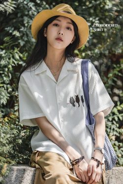 Cat Embroidered Shirt