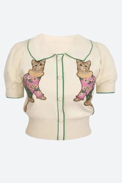 Cat Embroidered Sweater