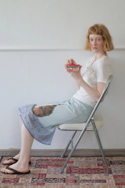 Cat Print Midi Skirt