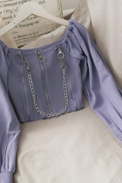 Chain Detailed Square Neck Crop Top