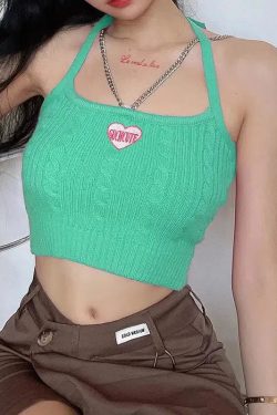 Chain Strap Knitted Crop Top