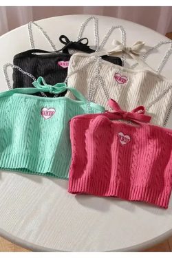 Chain Strap Knitted Crop Top