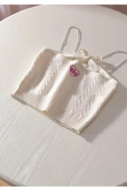 Chain Strap Knitted Crop Top