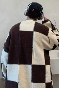 Checkered Knit Sweater