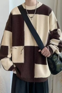 Checkered Knit Sweater