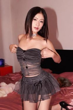 Checkered Strapless Top & Mini Skirt Two Piece Set