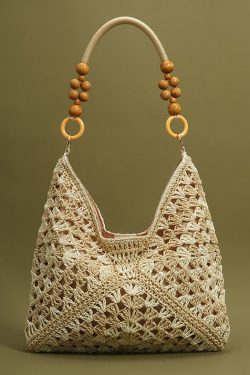 Chic Beige Hollow Out Straw Woven Women Shoulder Bags