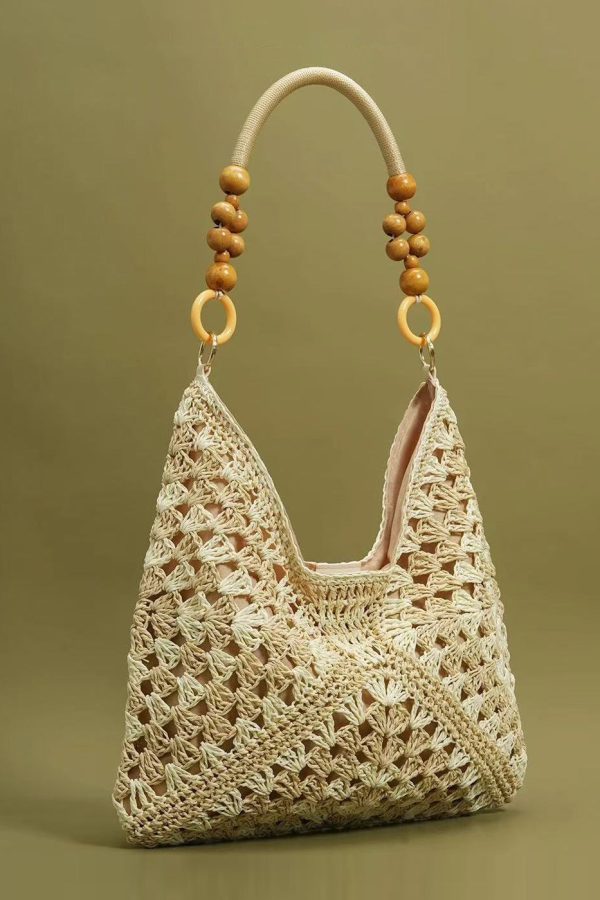 Chic Beige Hollow Out Straw Woven Women Shoulder Bags