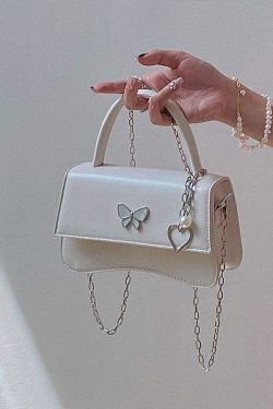 Chic Black Butterfly Faux Leather Chain Linked Mini Bag