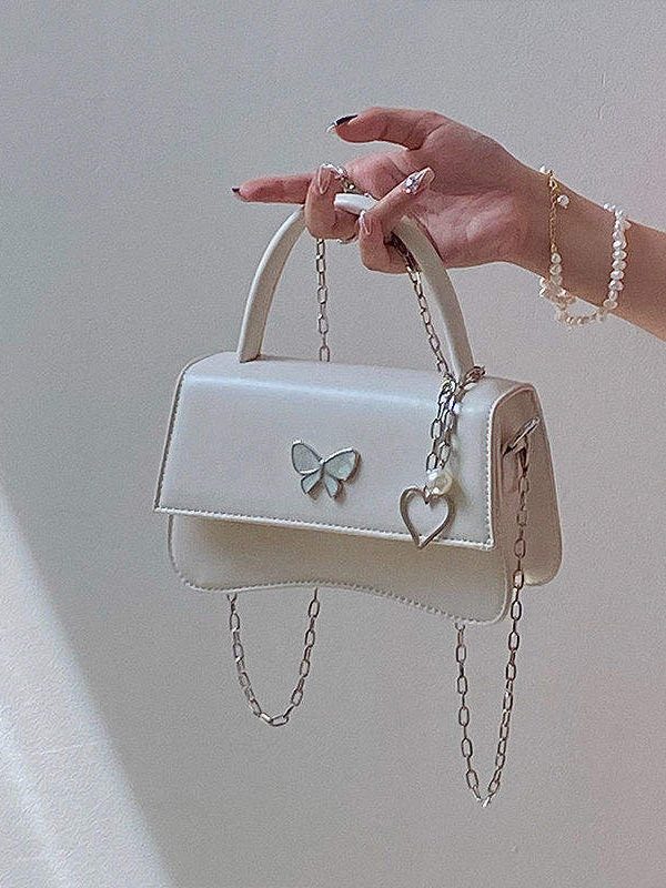 Chic Black Butterfly Faux Leather Chain Linked Mini Bag