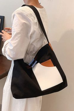 Chic Black Solid Canvas Tote Handbag