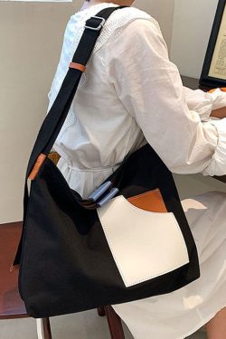 Chic Black Solid Canvas Tote Handbag