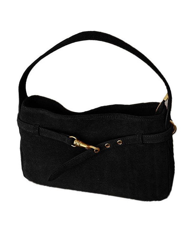 Chic Black Solid Durable Suede Shoulder Bag