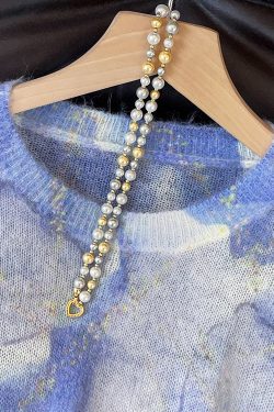 Chic Blue O Neck Tie Dye Knit Sweater Fall